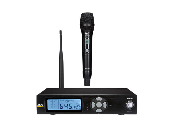 AMS MU 301 + MM 301 Sistema Wireless UHF com Microfone de Mão AMS MU 301 + MM 301 Sistema Wireless UHF com Microfone de Mão